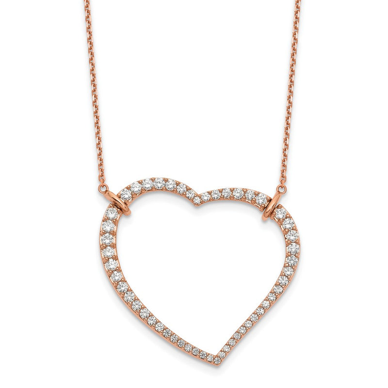 18 Inch 14k Rose Gold Heart Pendant with Chain Necklace