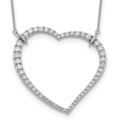14k White Gold Real Diamond Heart Pendant Necklace