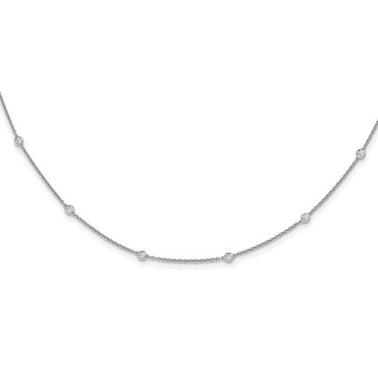 14k white gold real diamond station cable necklace pm1007 042 wa 18