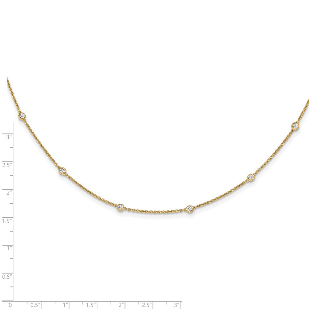 14k yellow gold real diamond station cable necklace pm1007 055 ya 20