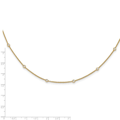14k yellow gold real diamond station cable necklace pm1007 055 ya 20