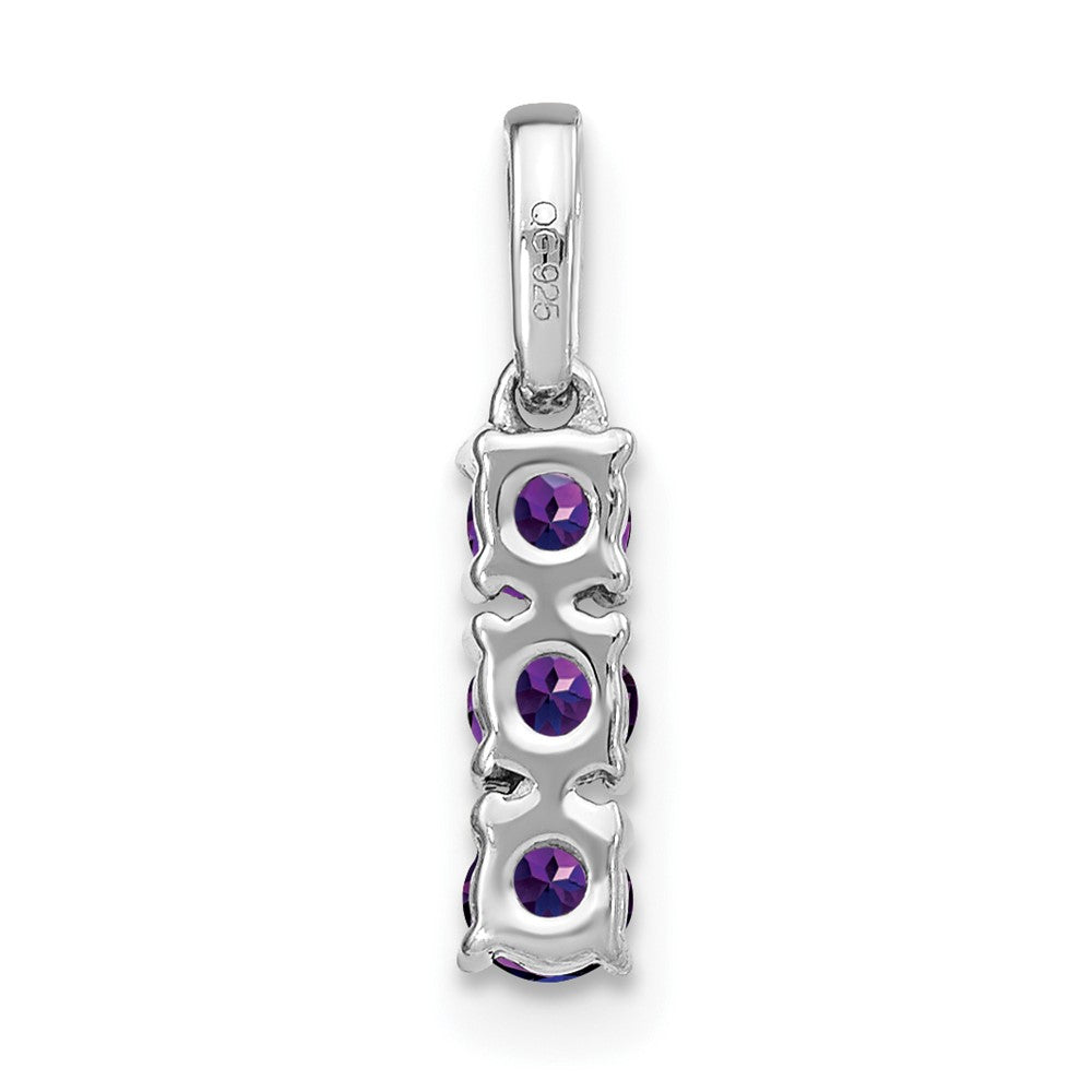 14k White Gold 3-stone Amethyst and Real Diamond Pendant