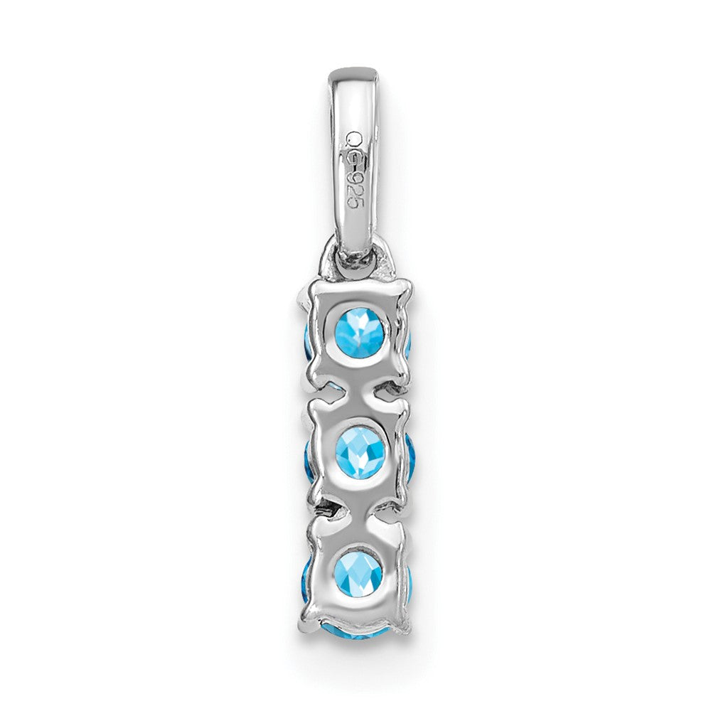 14k White Gold 3-stone Blue Topaz and Real Diamond Pendant