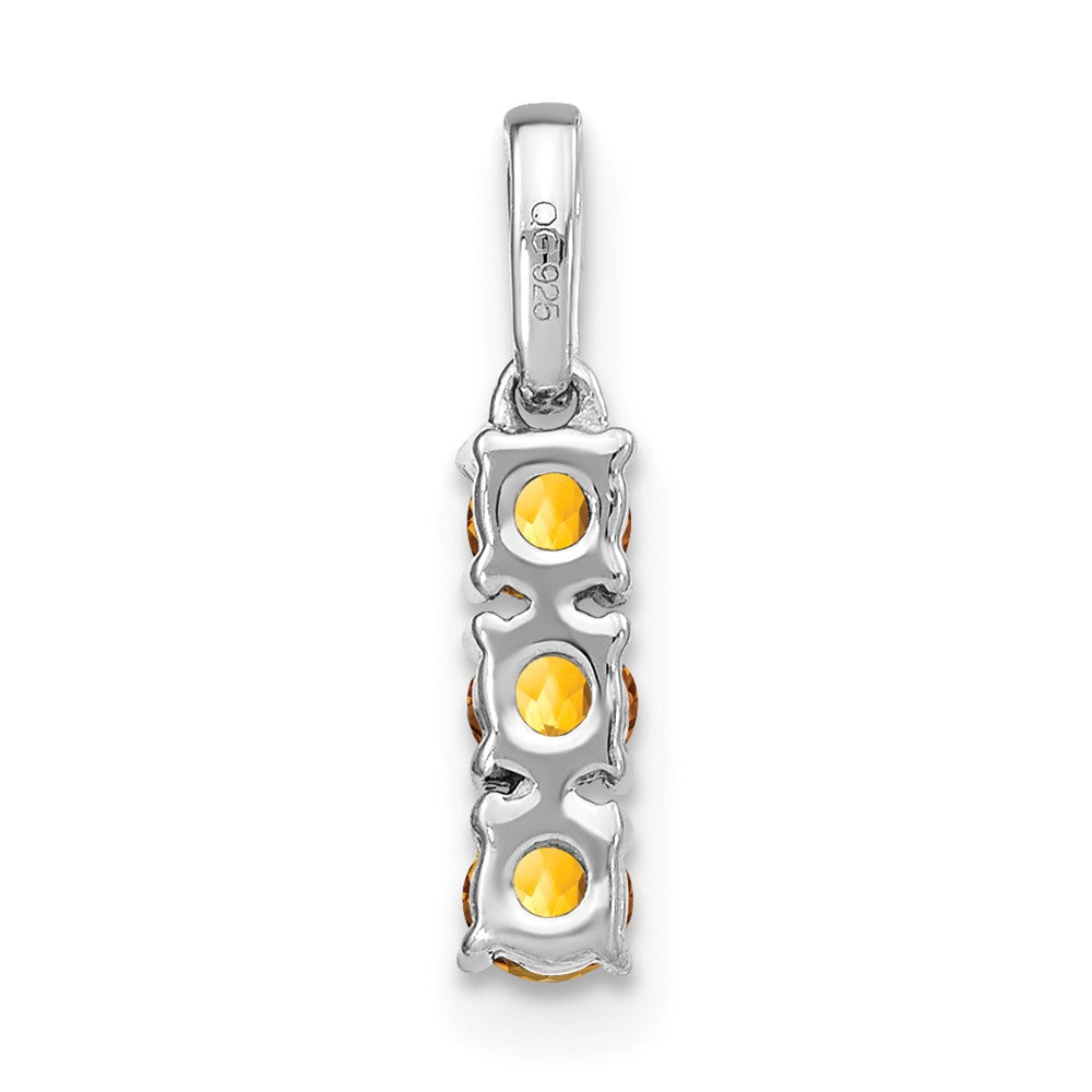 14k White Gold 3-stone Citrine and Real Diamond Pendant
