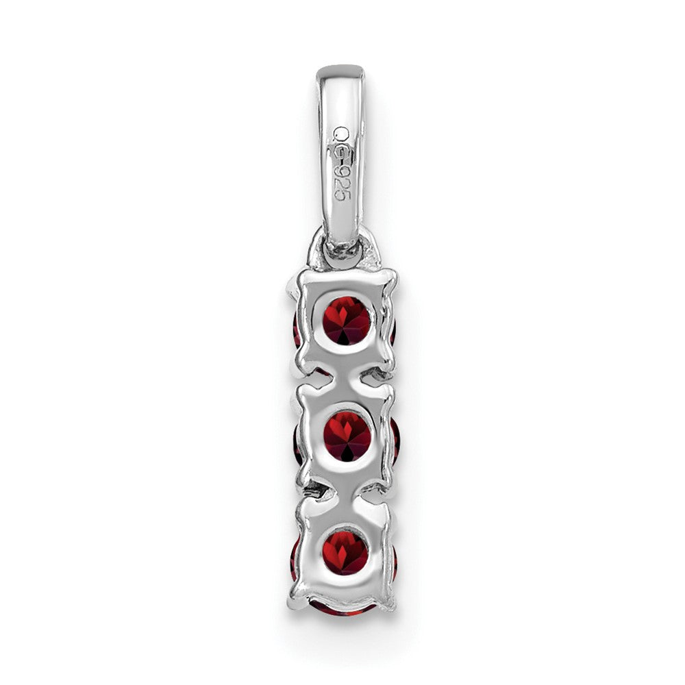 14k White Gold 3-stone Garnet and Real Diamond Pendant