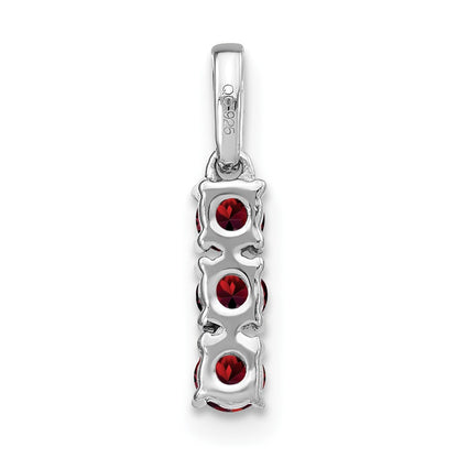 14k White Gold 3-stone Garnet and Real Diamond Pendant