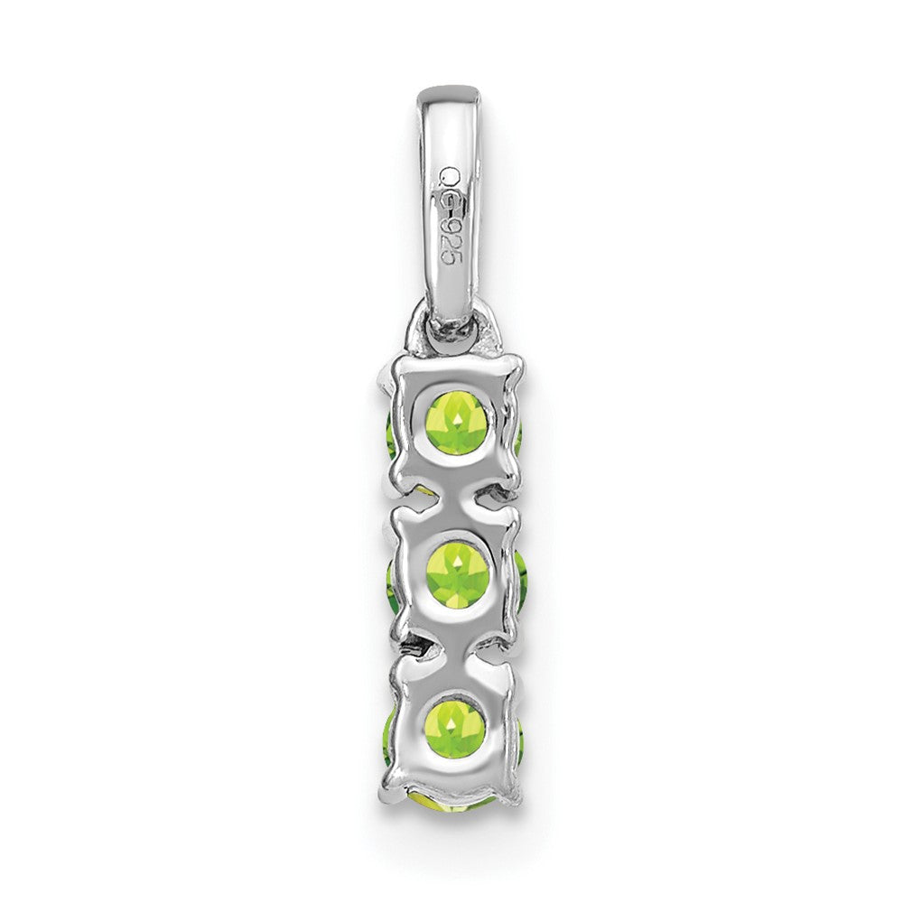 14k White Gold 3-stone Peridot and Real Diamond Pendant