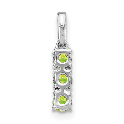 Solid 14k White Gold 3-stone Simulated Peridot and CZ Pendant