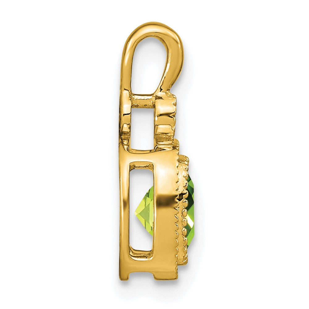 14K Yellow Gold Cushion Peridot and Real Diamond Pendant