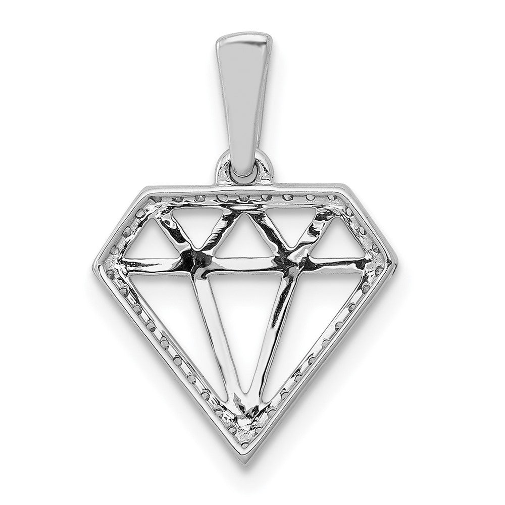 14k White Gold Real Diamond Gemstone-shape Pendant