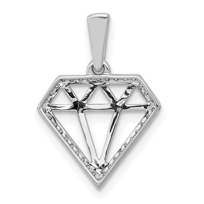14k White Gold Real Diamond Gemstone-shape Pendant