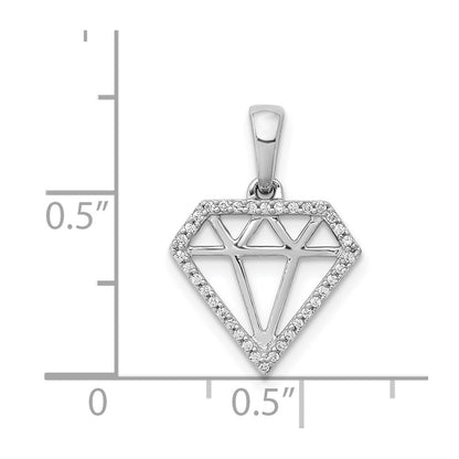 14k White Gold Real Diamond Gemstone-shape Pendant