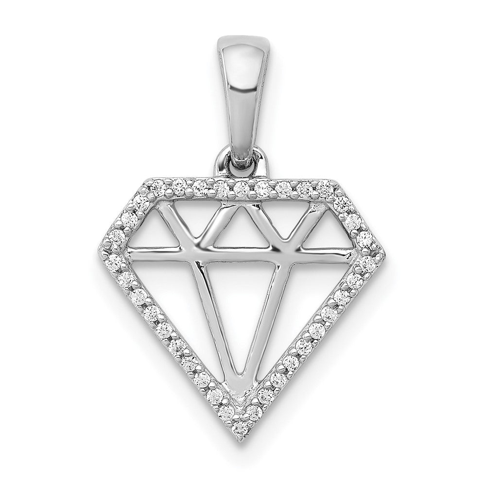 14k white gold real diamond gemstone shape pendant pm3697 011 wa
