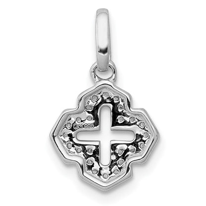 14k White Gold 1/10ct. Real Diamond Fancy Cross Pendant