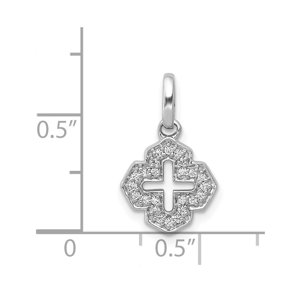 14k White Gold 1/10ct. Real Diamond Fancy Cross Pendant