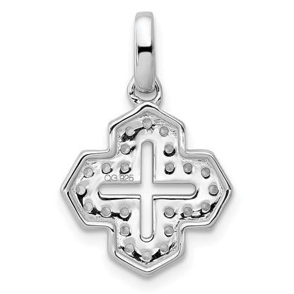 14k White Gold 1/4ct. Real Diamond Fancy Cross Pendant