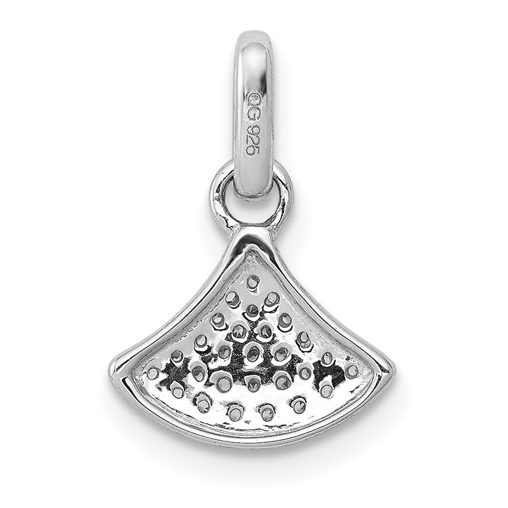 14k White Gold 1/8ct. Real Diamond Fan-shape Pendant