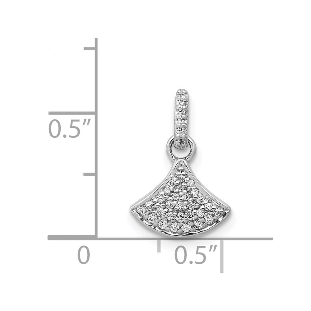14k White Gold 1/8ct. Real Diamond Fan-shape Pendant