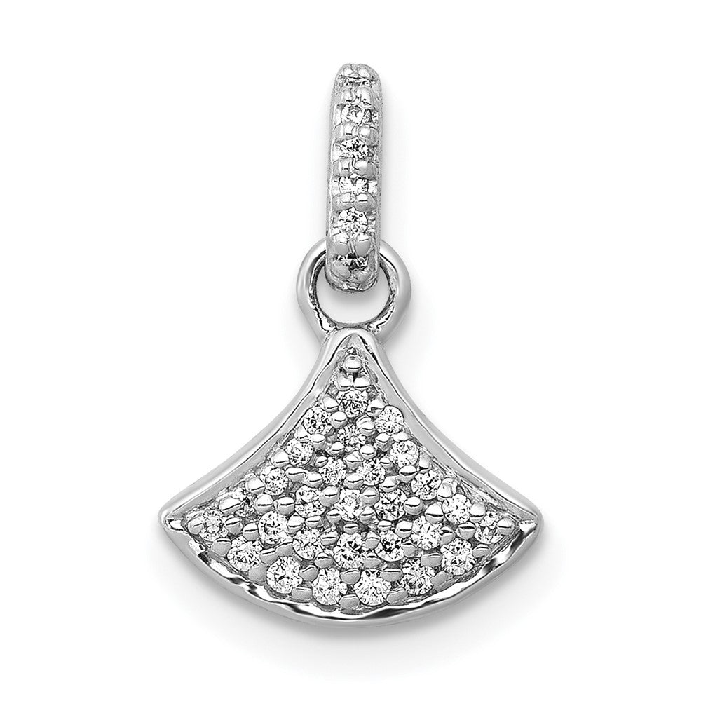 14k White Gold 1/8ct. Real Diamond Fan-shape Pendant