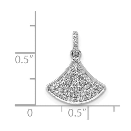 14k White Gold 1/4ct. Real Diamond Fan-shape Pendant
