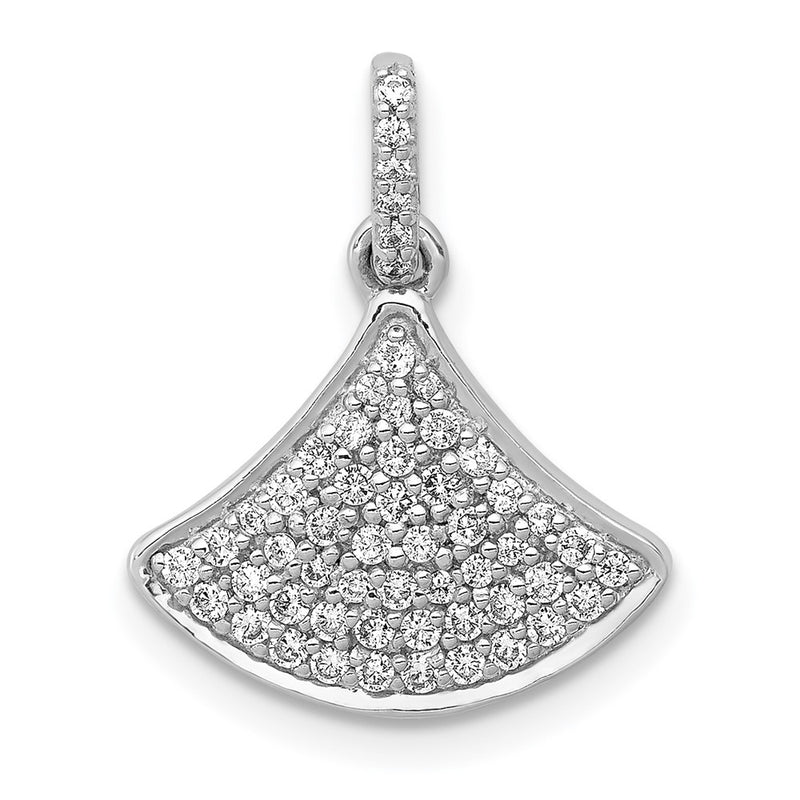 14k White Gold 1/4ct. Real Diamond Fan-shape Pendant