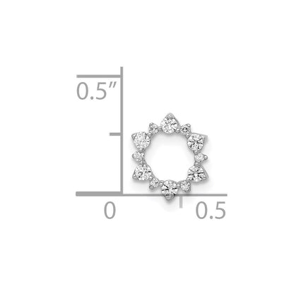 14k White Gold Real Diamond Fancy Circle Chain Slide