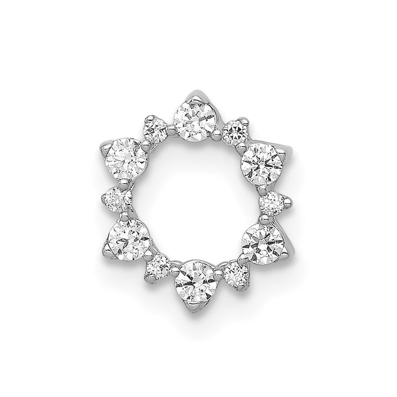 14k White Gold Real Diamond Fancy Circle Chain Slide