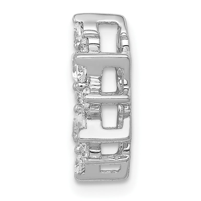 14k White Gold Real Diamond Fancy Circle Chain Slide