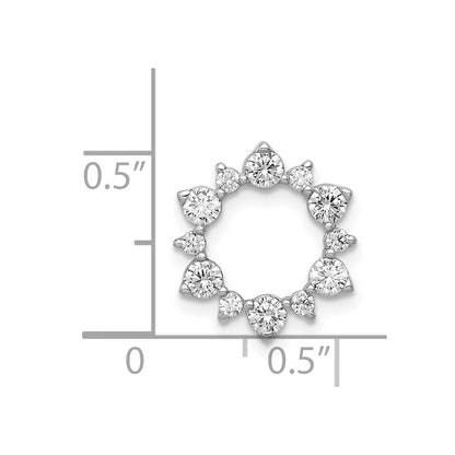 14k White Gold Real Diamond Fancy Circle Chain Slide