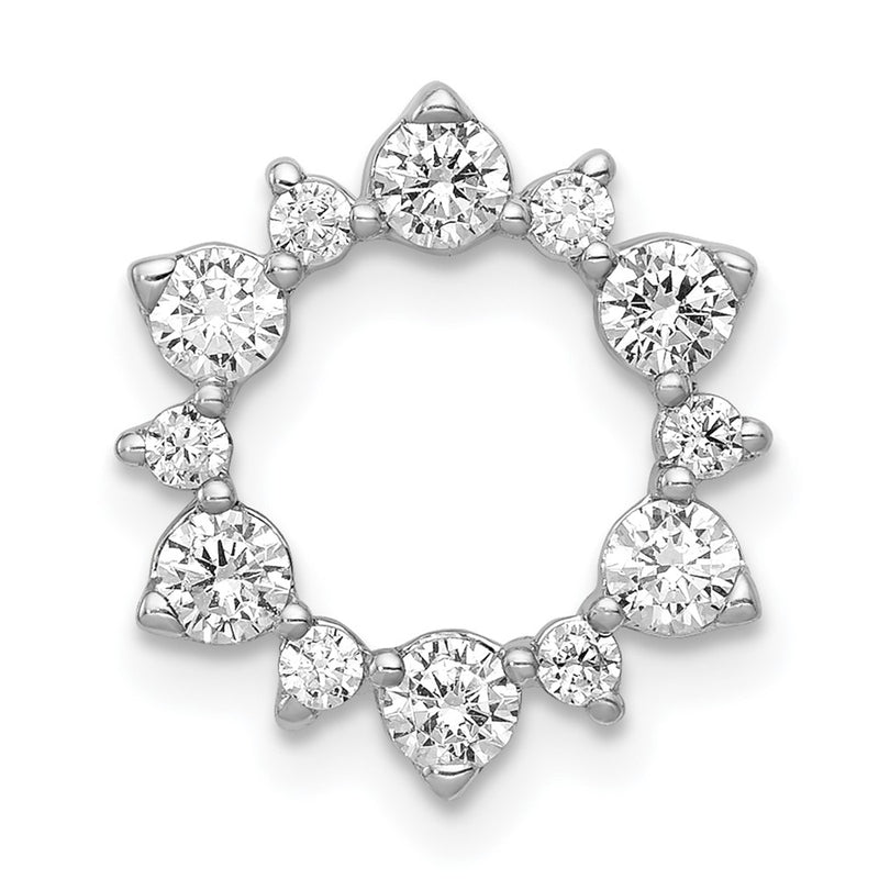 14k White Gold Real Diamond Fancy Circle Chain Slide