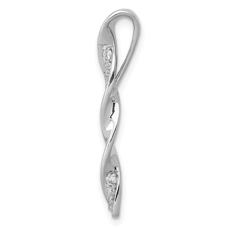 14k White Gold 1/10ct. Real Diamond Fancy Twisted Chain Slide