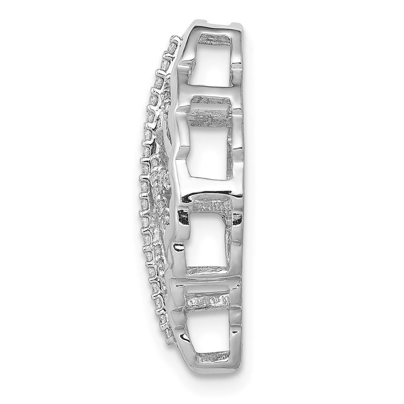 14k White Gold 1/6ct. Real Diamond Leaf Chain Slide