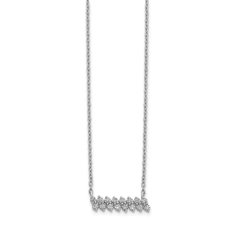 14k White Gold Real Diamond Bar Necklace