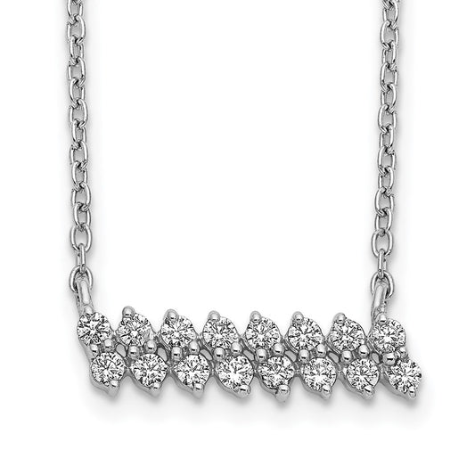 14k White Gold Real Diamond Bar Necklace