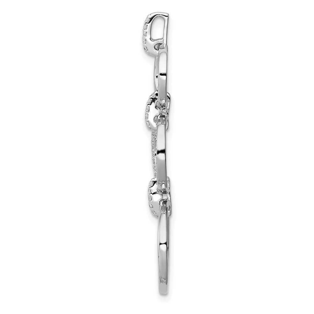 14k White Gold 1/6ct. Real Diamond Fancy Circle Dangle Pendant