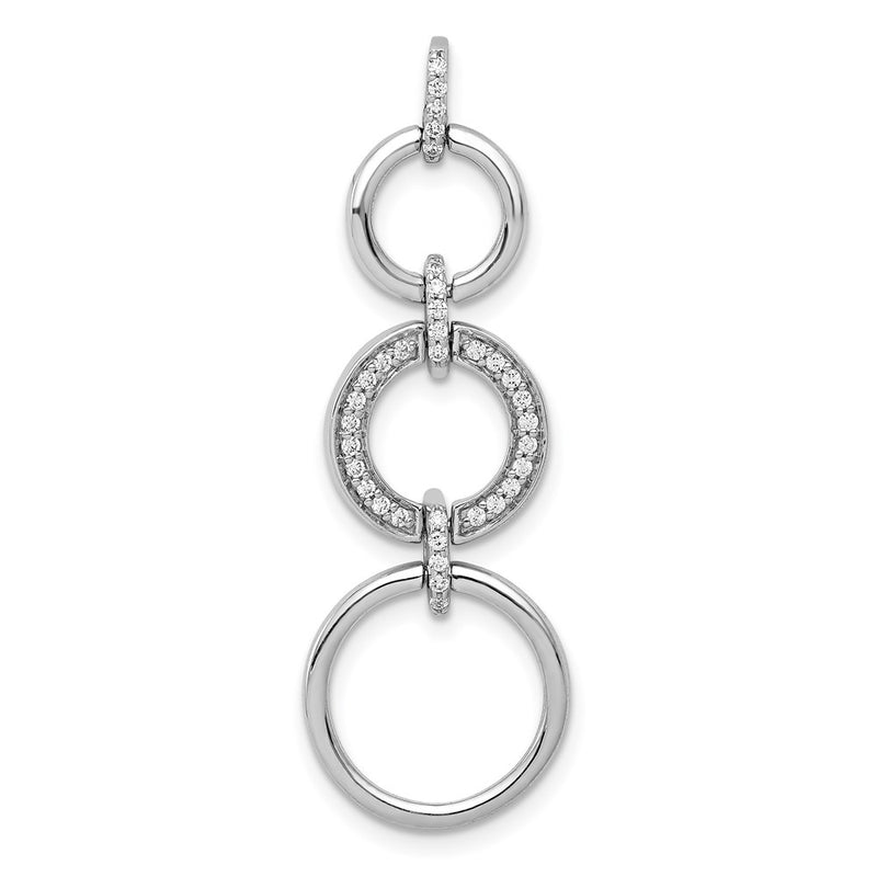 14k White Gold 1/6ct. Real Diamond Fancy Circle Dangle Pendant
