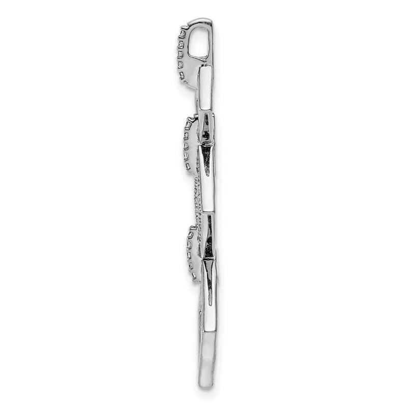 14k White Gold 1/6ct. Real Diamond Fancy Square Dangle Pendant