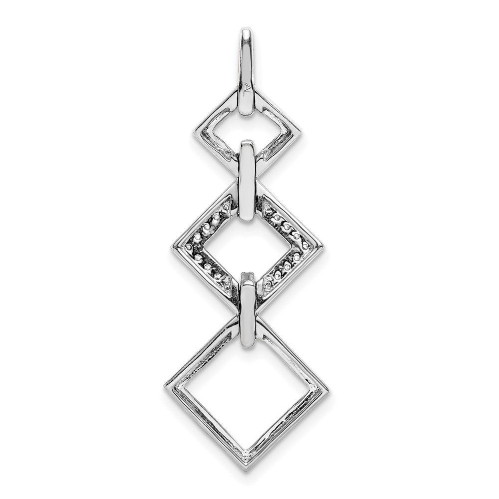 14k White Gold 1/6ct. Real Diamond Fancy Square Dangle Pendant
