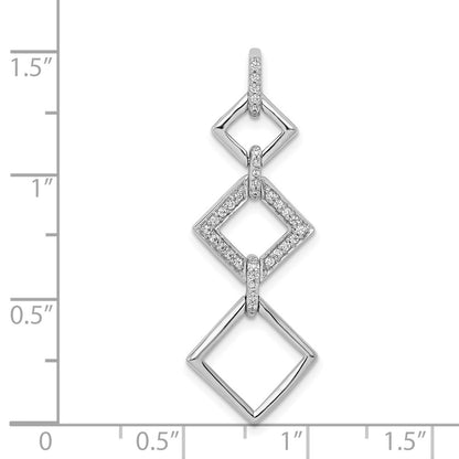 14k White Gold 1/6ct. Real Diamond Fancy Square Dangle Pendant