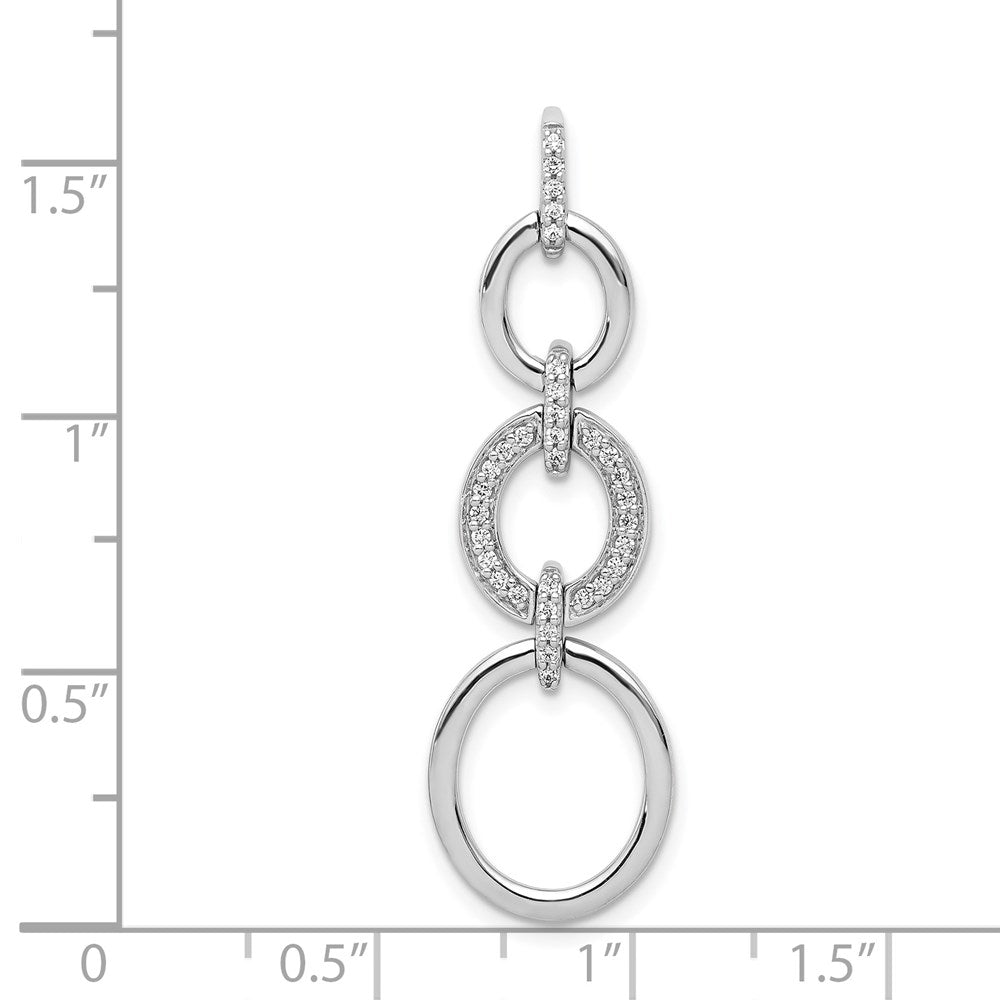 14k White Gold 1/6ct. Real Diamond Fancy Oval Dangle Pendant