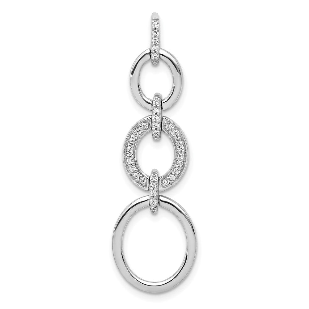 14k White Gold 1/6ct. Real Diamond Fancy Oval Dangle Pendant