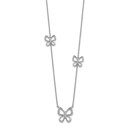 14k White Gold Real Diamond Butterfly Necklace