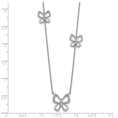 14k White Gold Real Diamond Butterfly Necklace