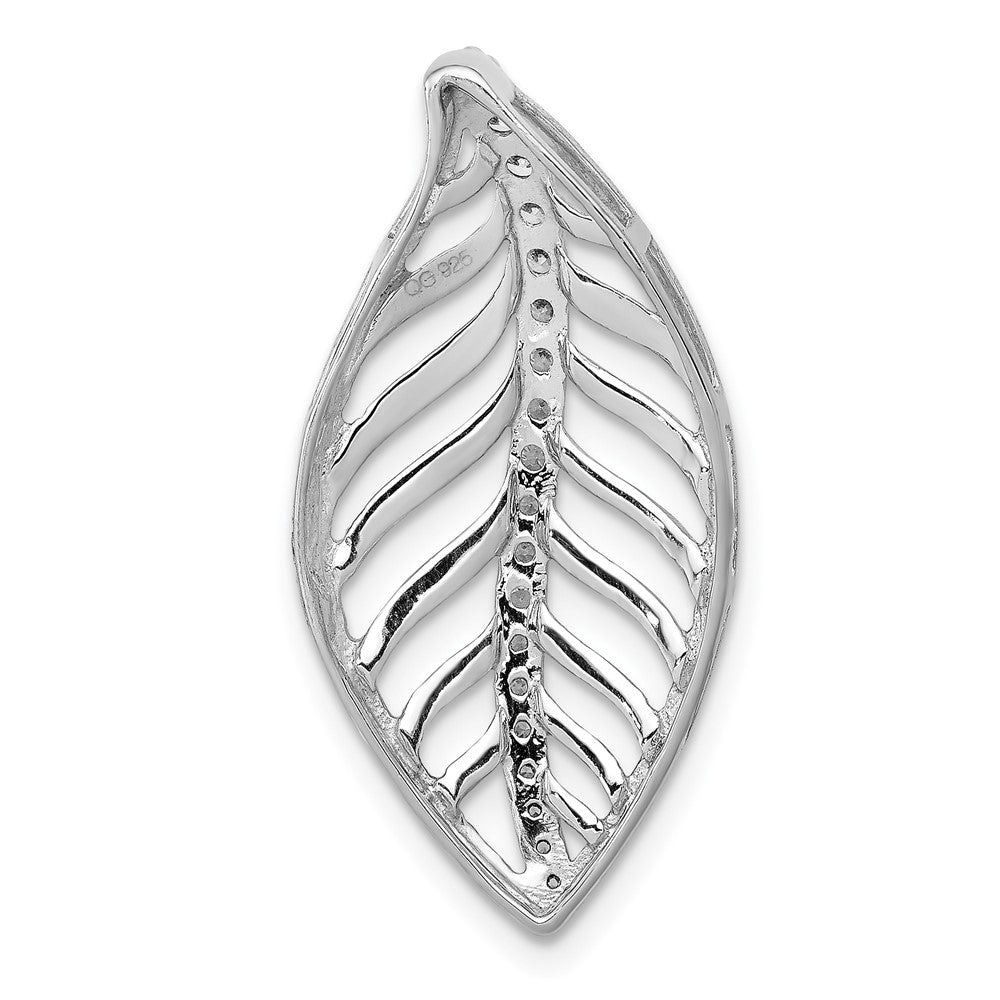 14k White Gold 1/5ct. Real Diamond Leaf Chain Slide
