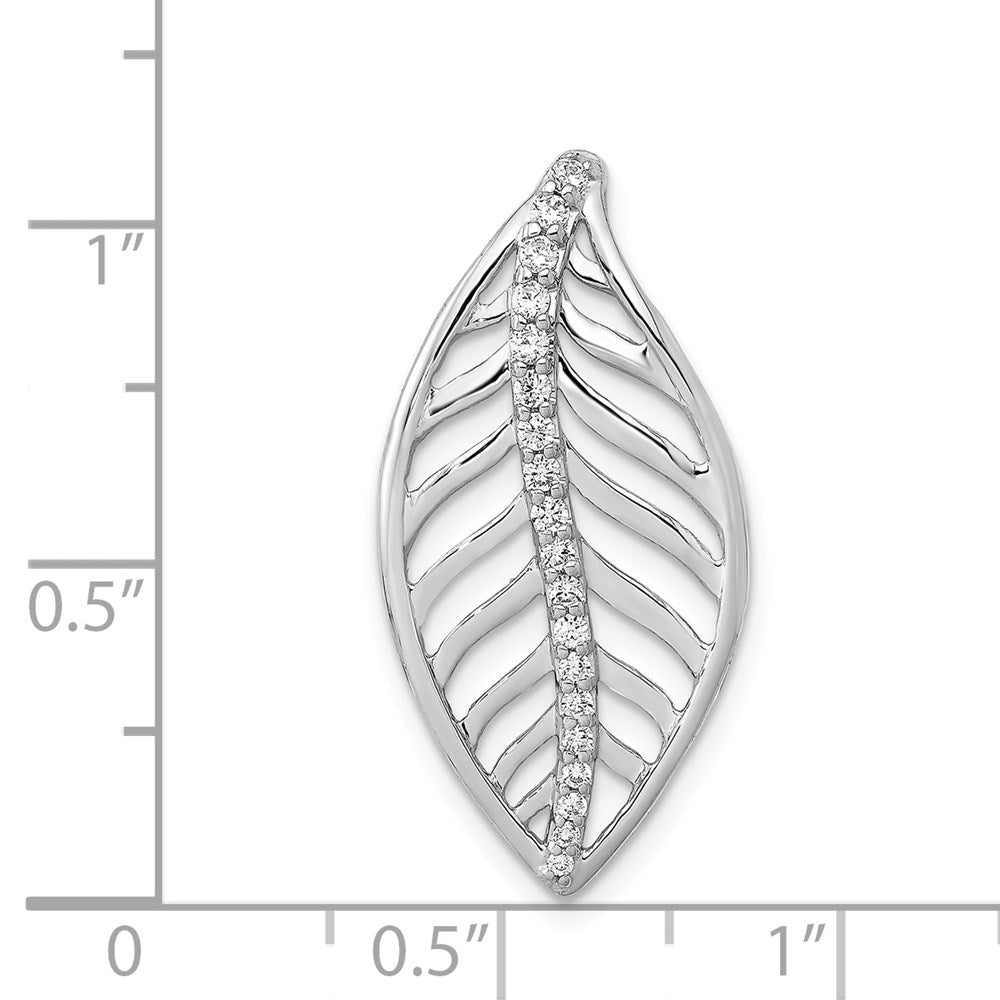 14k White Gold 1/5ct. Real Diamond Leaf Chain Slide