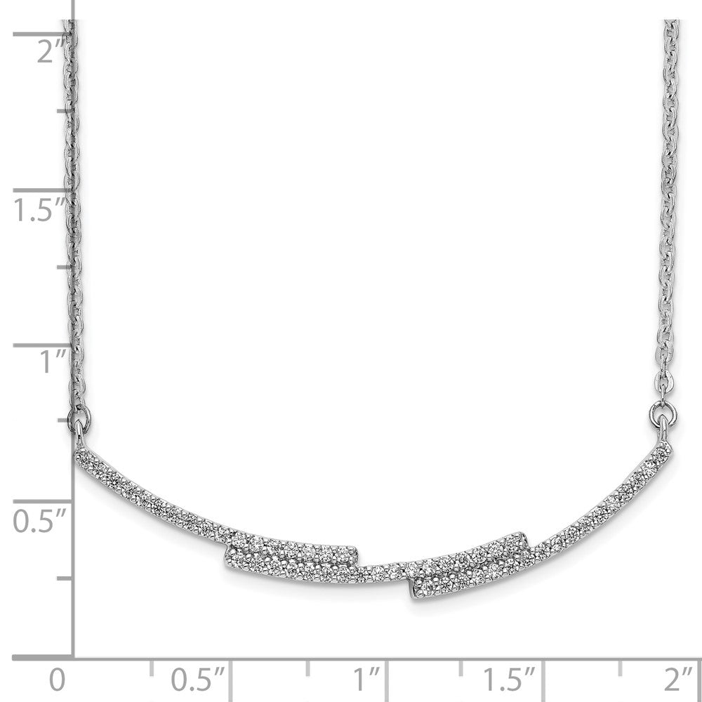 14k White Gold Real Diamond Curved Bar Necklace