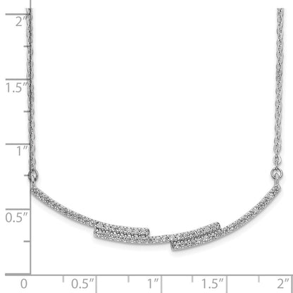 14k White Gold Real Diamond Curved Bar Necklace