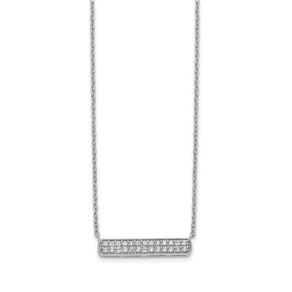 14k White Gold Real Diamond Bar Necklace