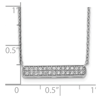14k White Gold Real Diamond Bar Necklace
