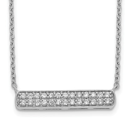 14k White Gold Real Diamond Bar Necklace